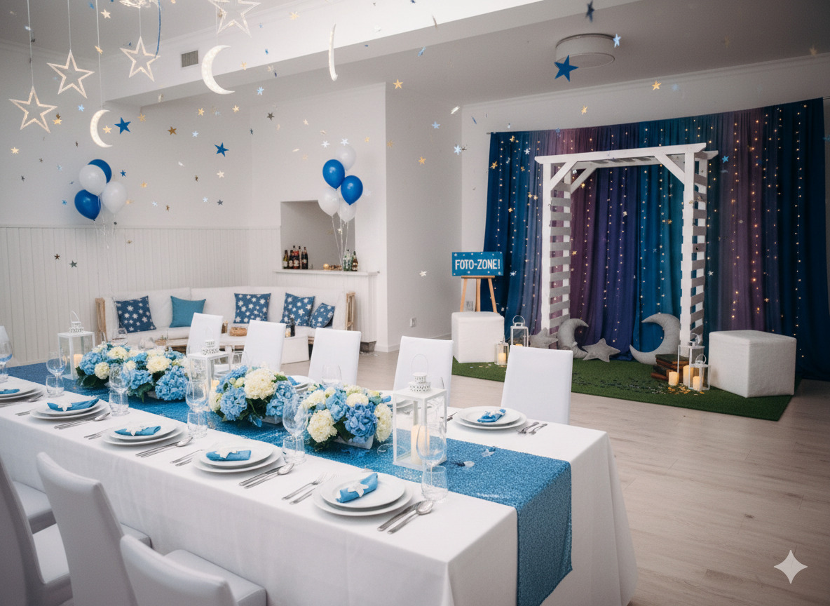 Event-Dekoration Komplett mit Tisch und Raumgestaltung